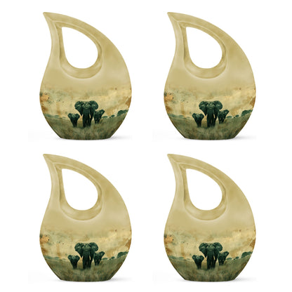 10-inch Elephant Family Cross Drop Urn