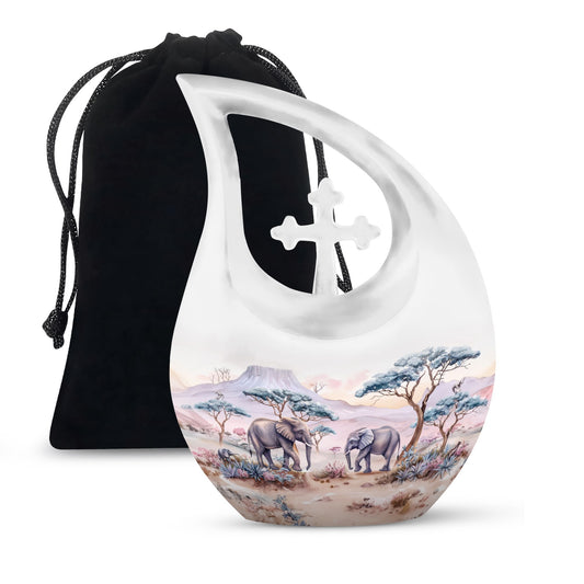 10-inch Elephant Family themed Urn