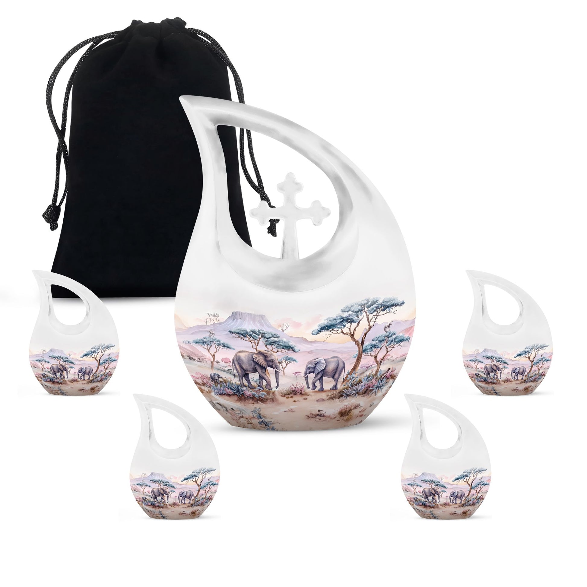 Elephant Family Urn Tribute - Commemorative Cremation Solution