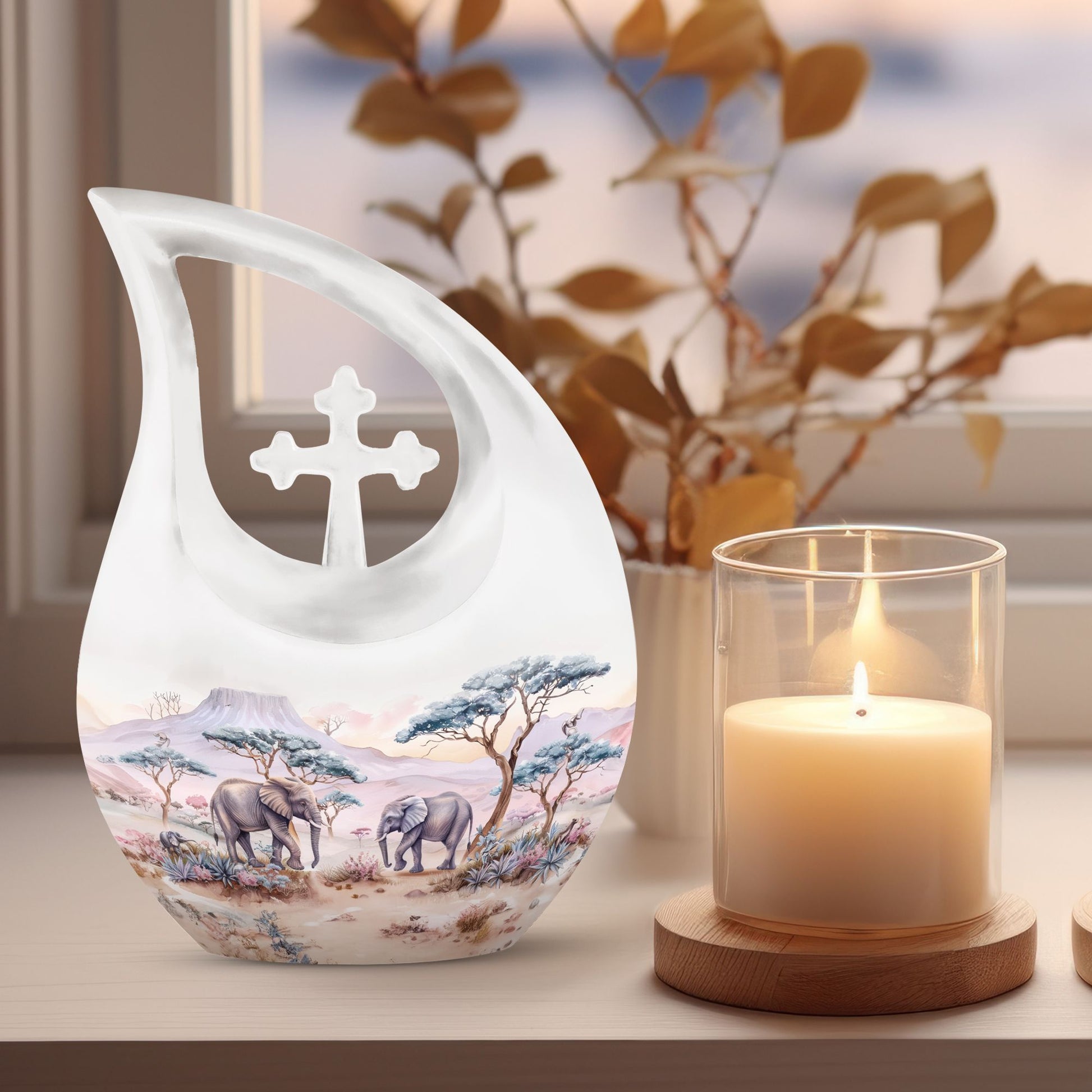 10-inch Elephant Family themed Urn