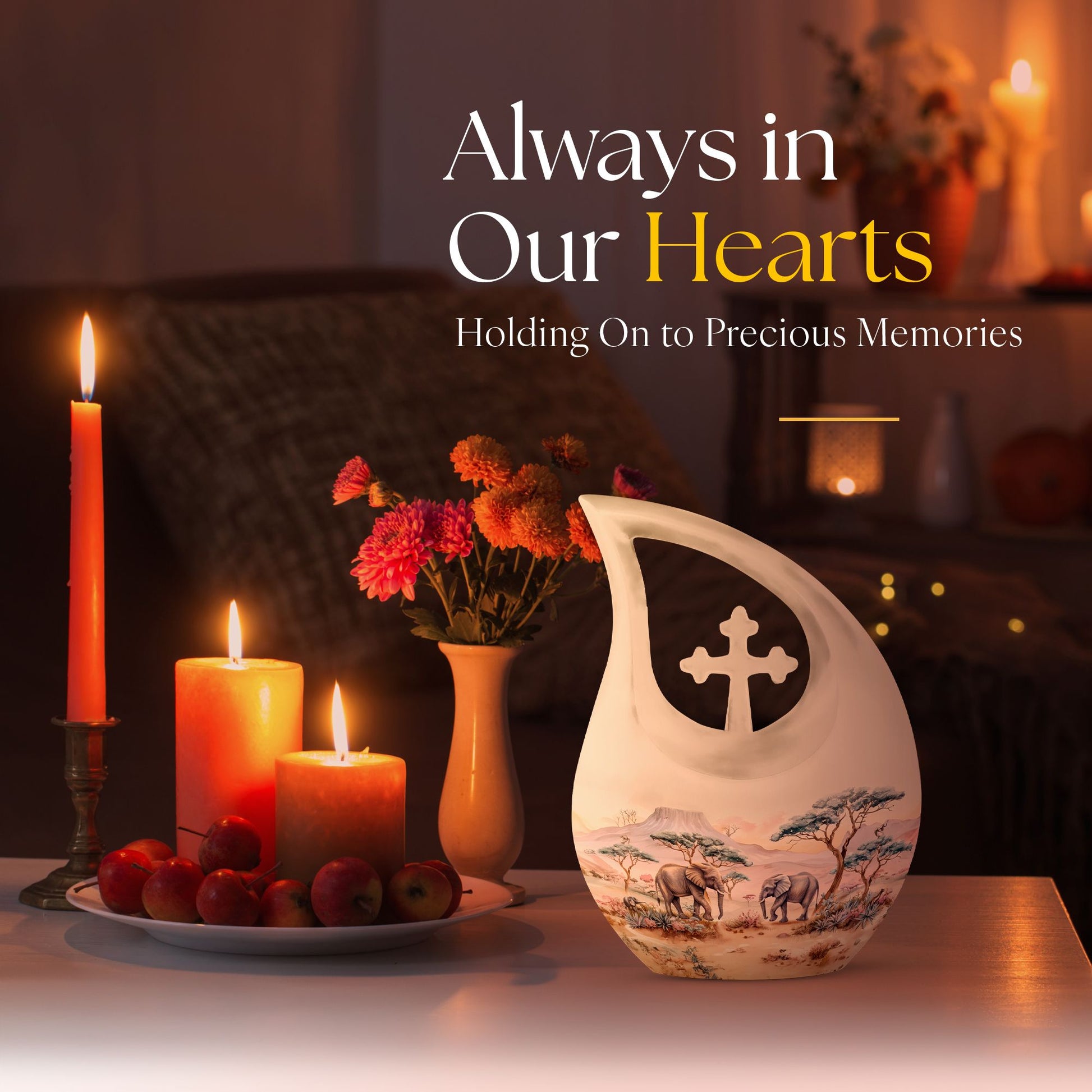 10-inch Elephant Family themed Urn