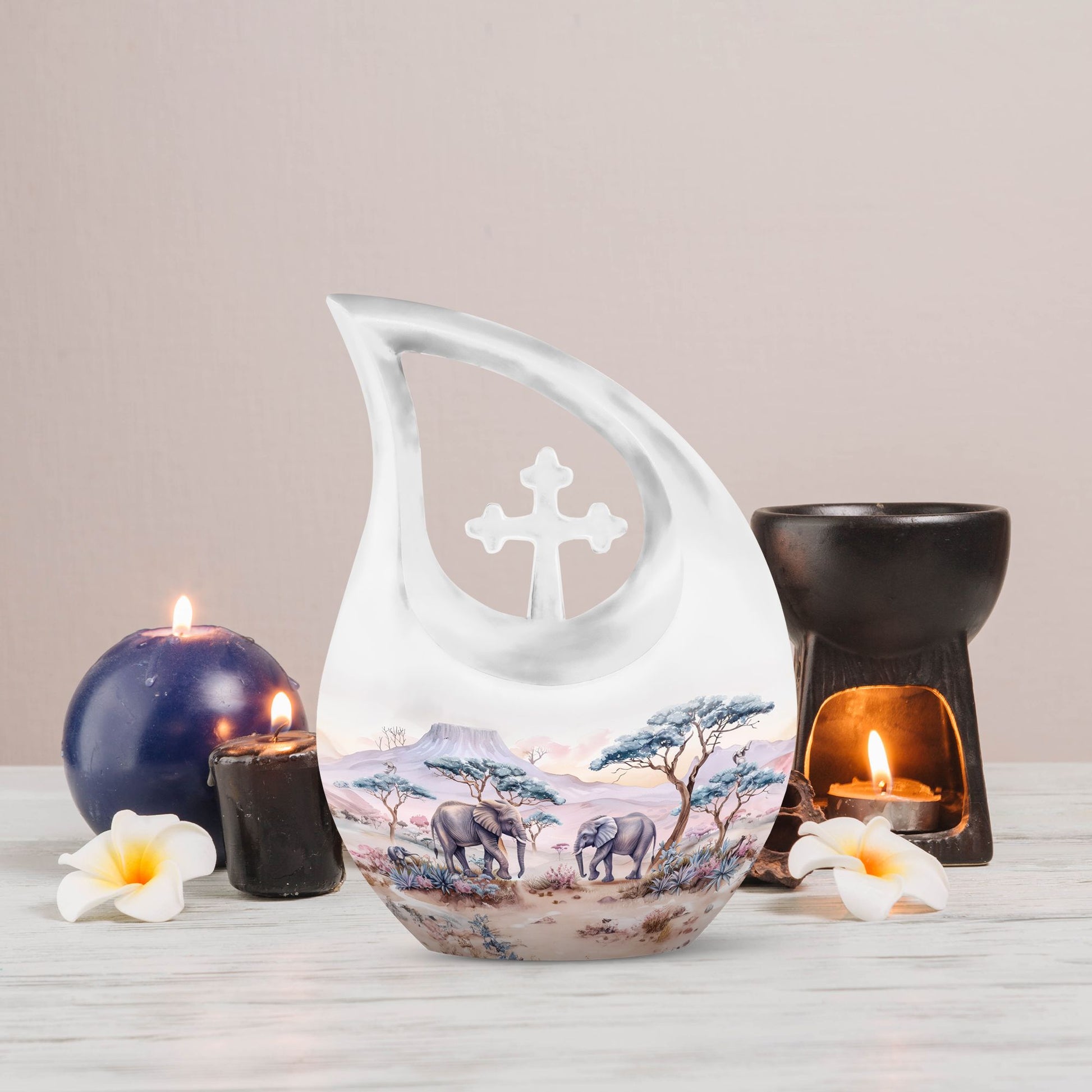 10-inch Elephant Family themed Urn