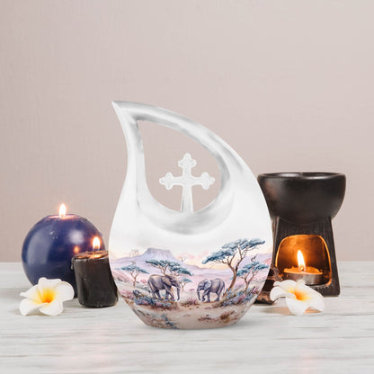 10-inch Elephant Family themed Urn