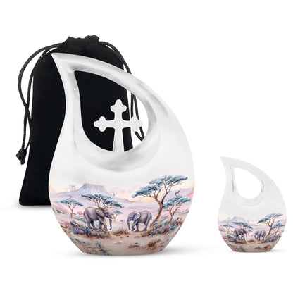10-inch Elephant Family themed Urn