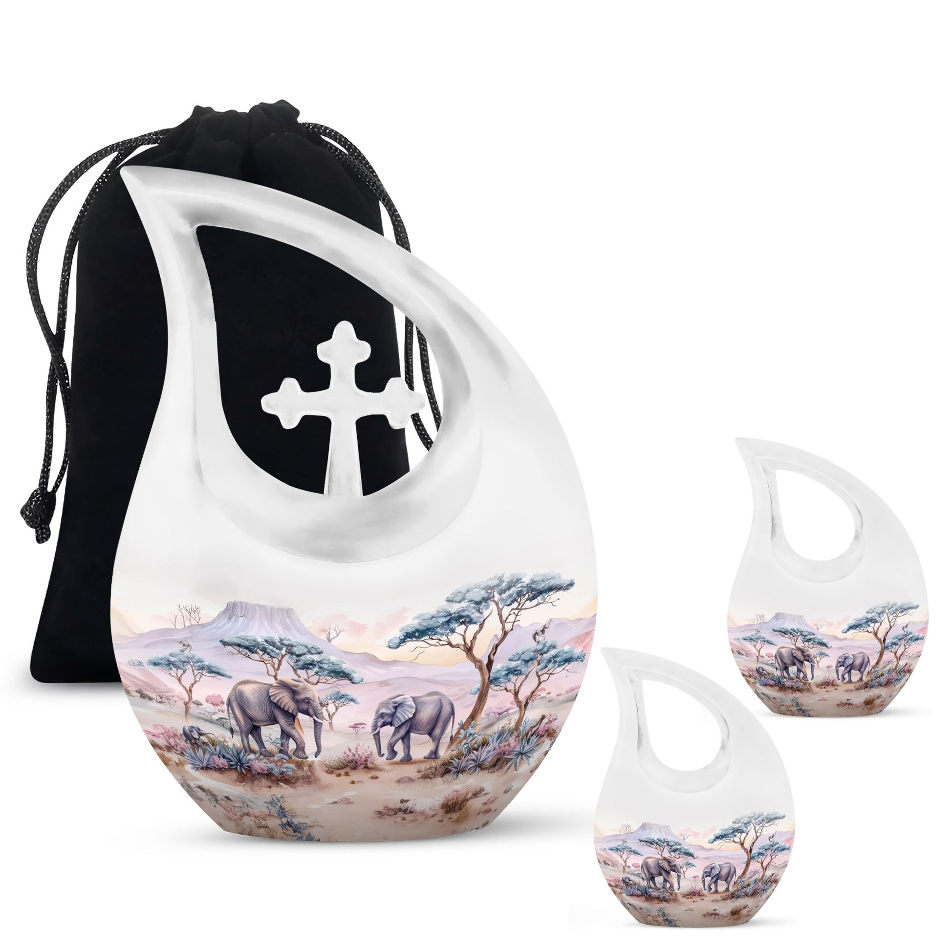 10-inch Elephant Family themed Urn