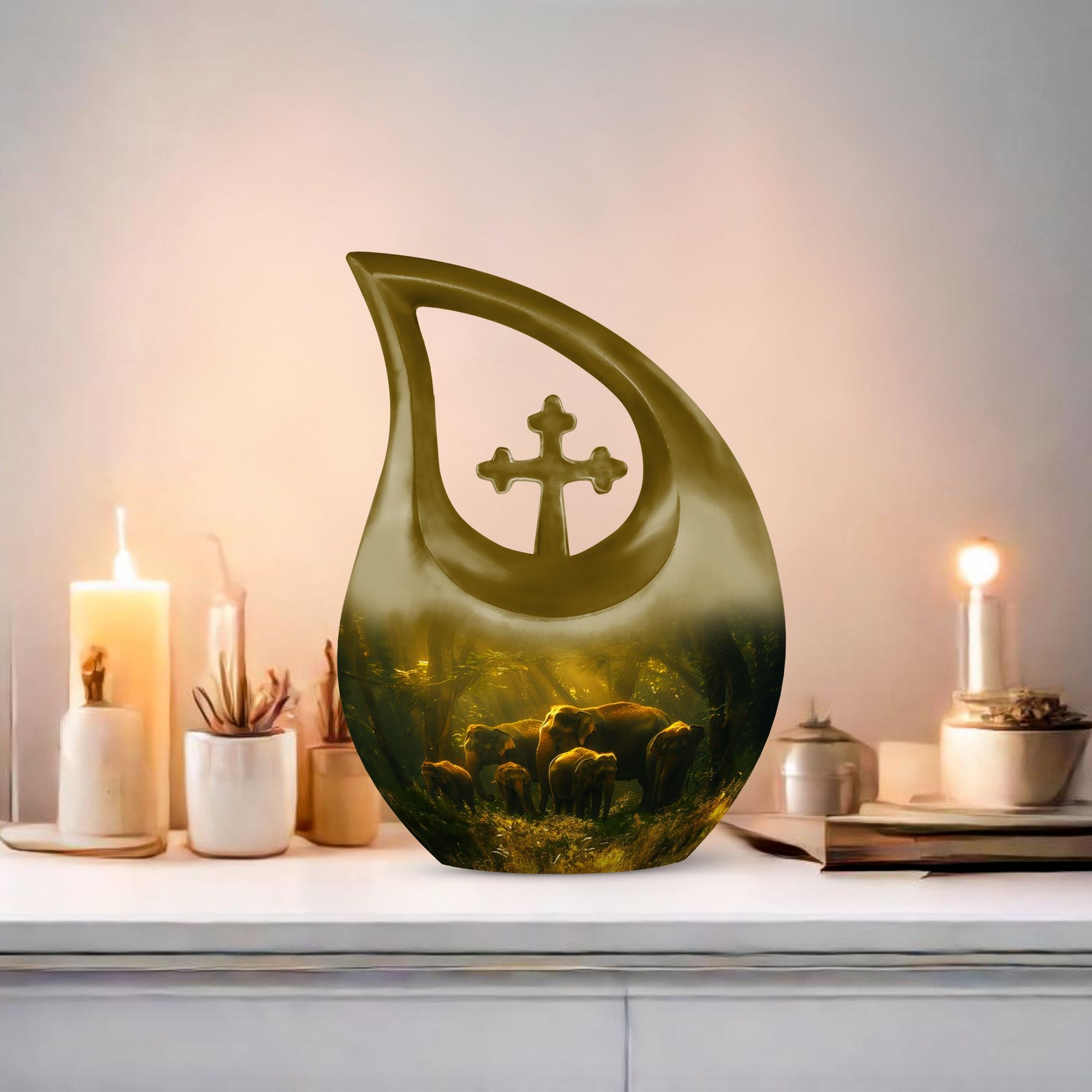 10 Inch Elephant Family Large Urn