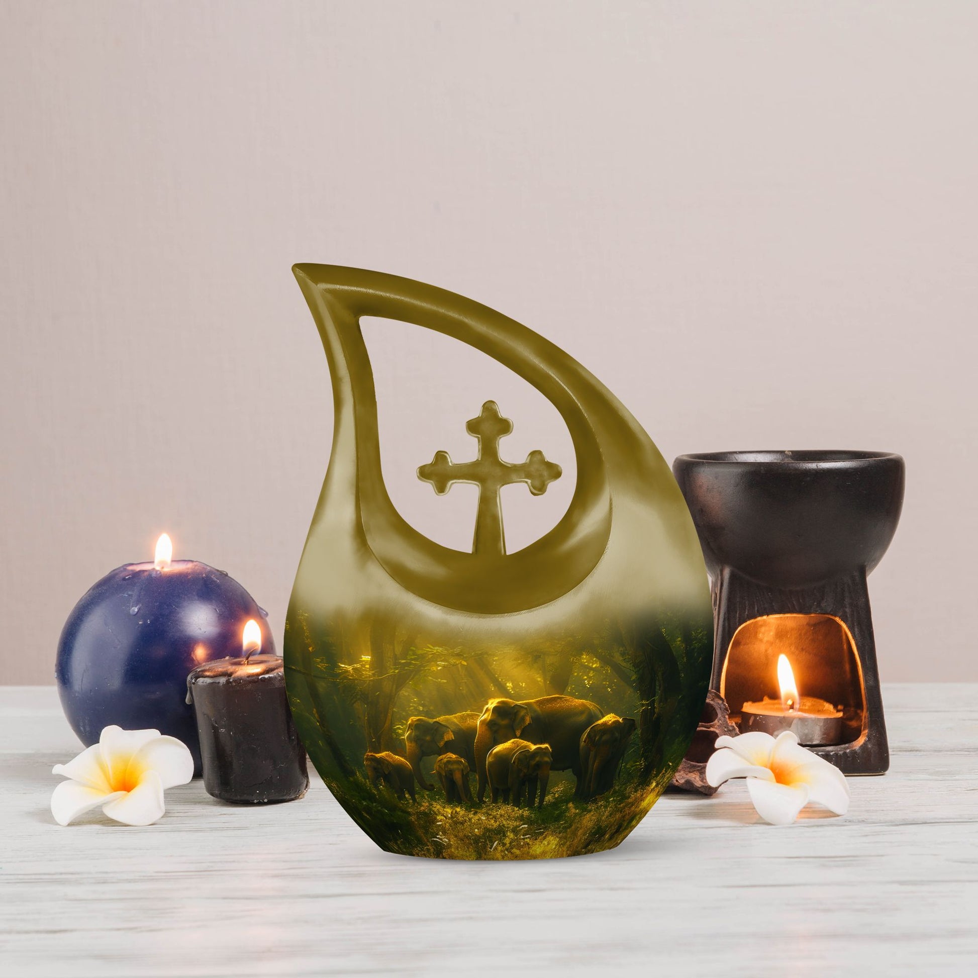 10 Inch Elephant Family Large Urn