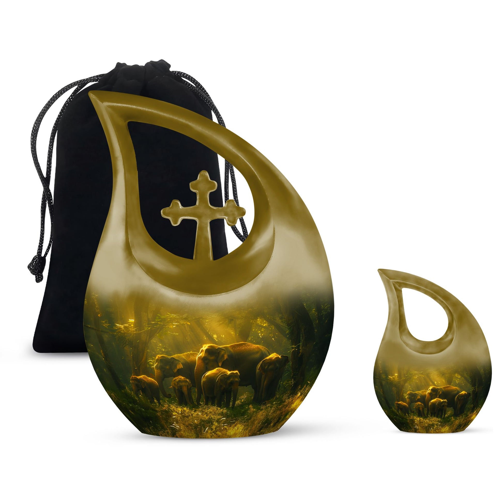 Elephant Family Tribute: Large Cremation Urn For Human Ashes