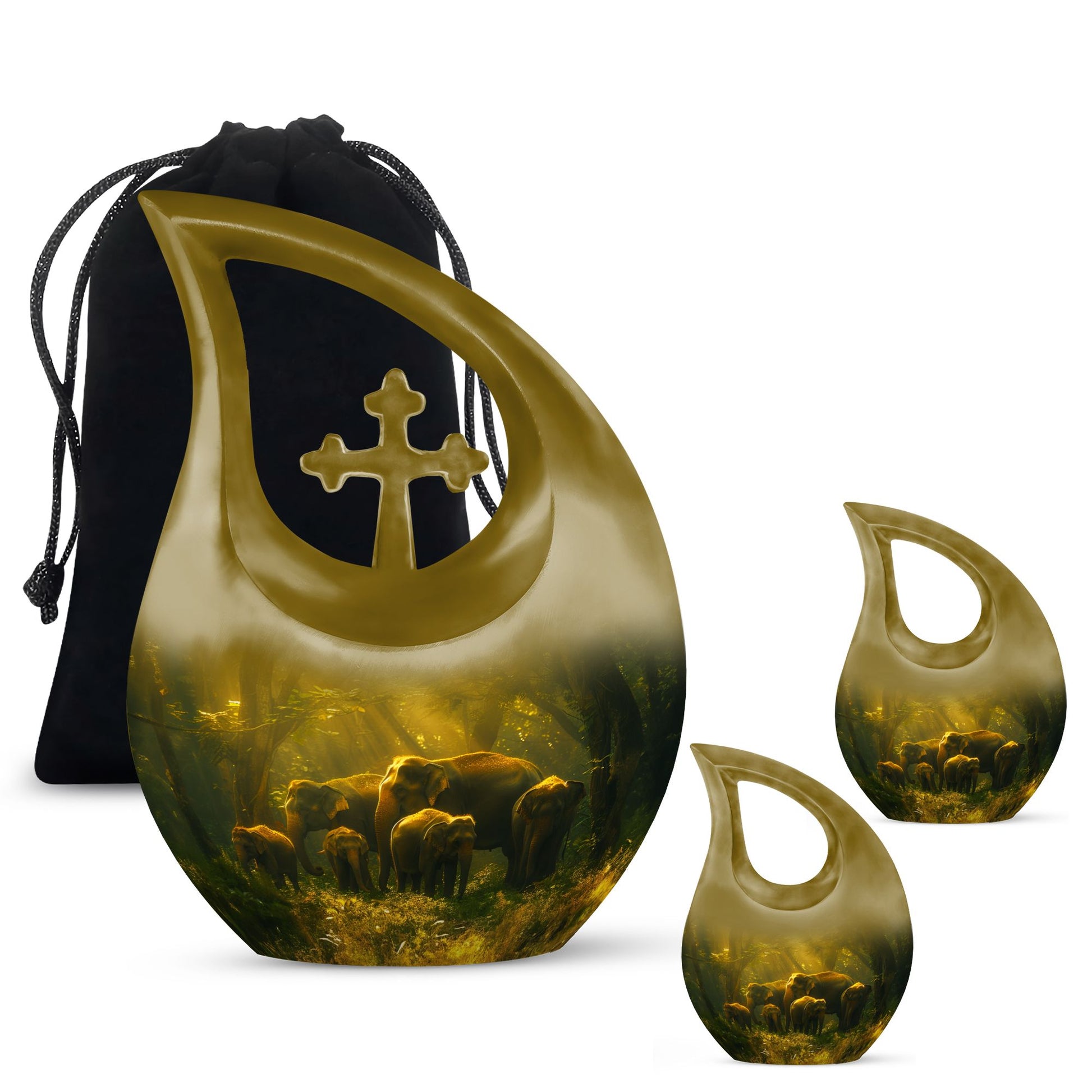 10 Inch Elephant Family Large Urn