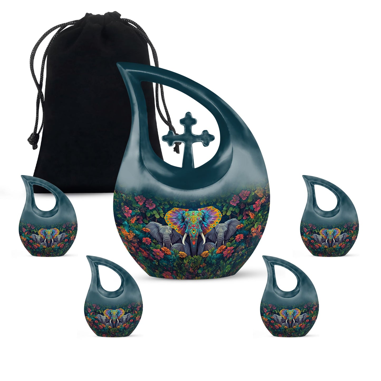 Personalized Elephant Memorial Urn for Human Ashes - 10-inch, 200 cu in - Yatskia