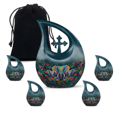 Personalized Elephant Memorial Urn for Human Ashes - 10-inch, 200 cu in - Yatskia