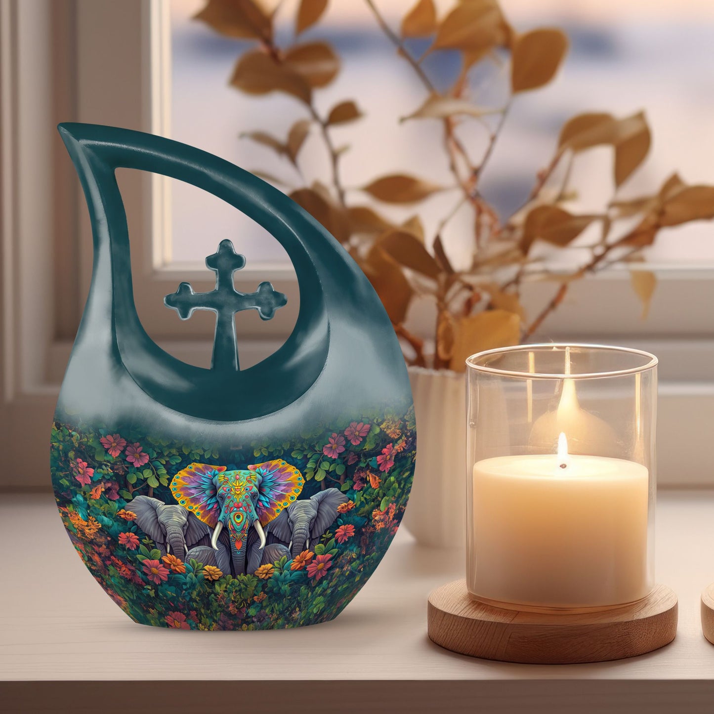 10-inch Elephant Family Urn