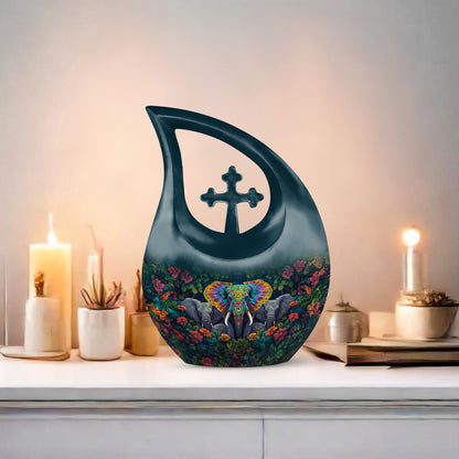 10-inch Elephant Family Urn