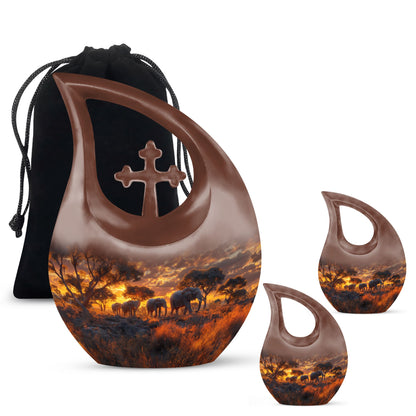 Personalized Elephant Cremation Urn for Human Ashes - 10-inch, 200 cu in - Yatskia