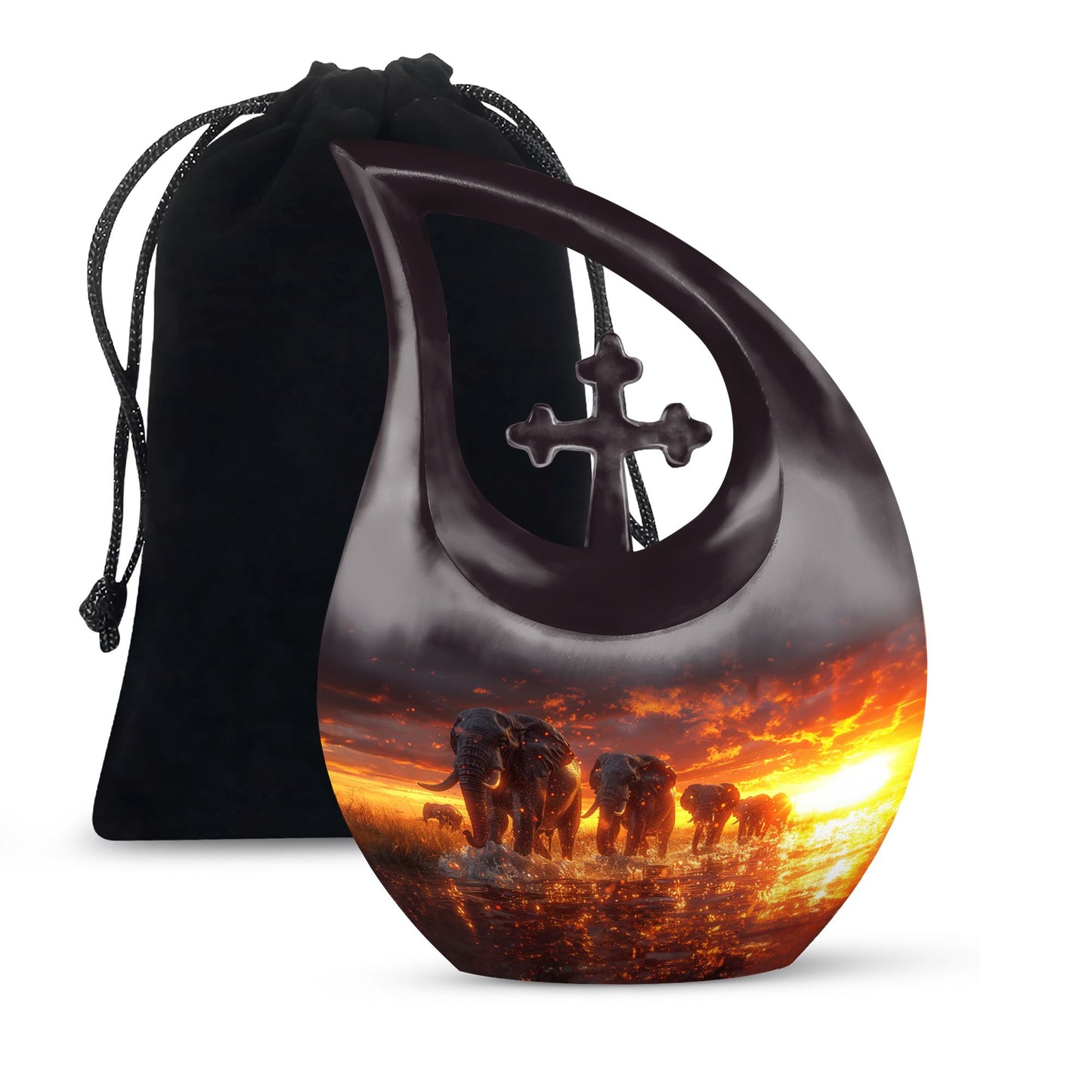 Personalized Elephant Cremation Urn for Men & Women - 10-inch, 200 cu in - Yatskia