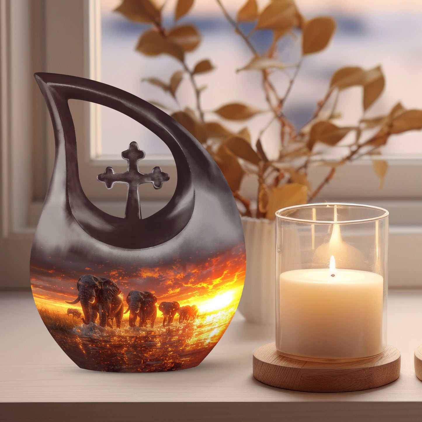 10-inch Elephant Family Urn