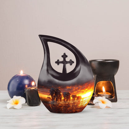 10-inch Elephant Family Urn