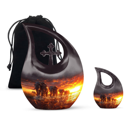 Personalized Elephant Cremation Urn for Men & Women - 10-inch, 200 cu in - Yatskia