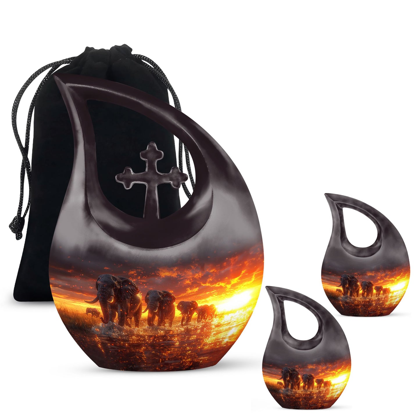 Personalized Elephant Cremation Urn for Men & Women - 10-inch, 200 cu in - Yatskia