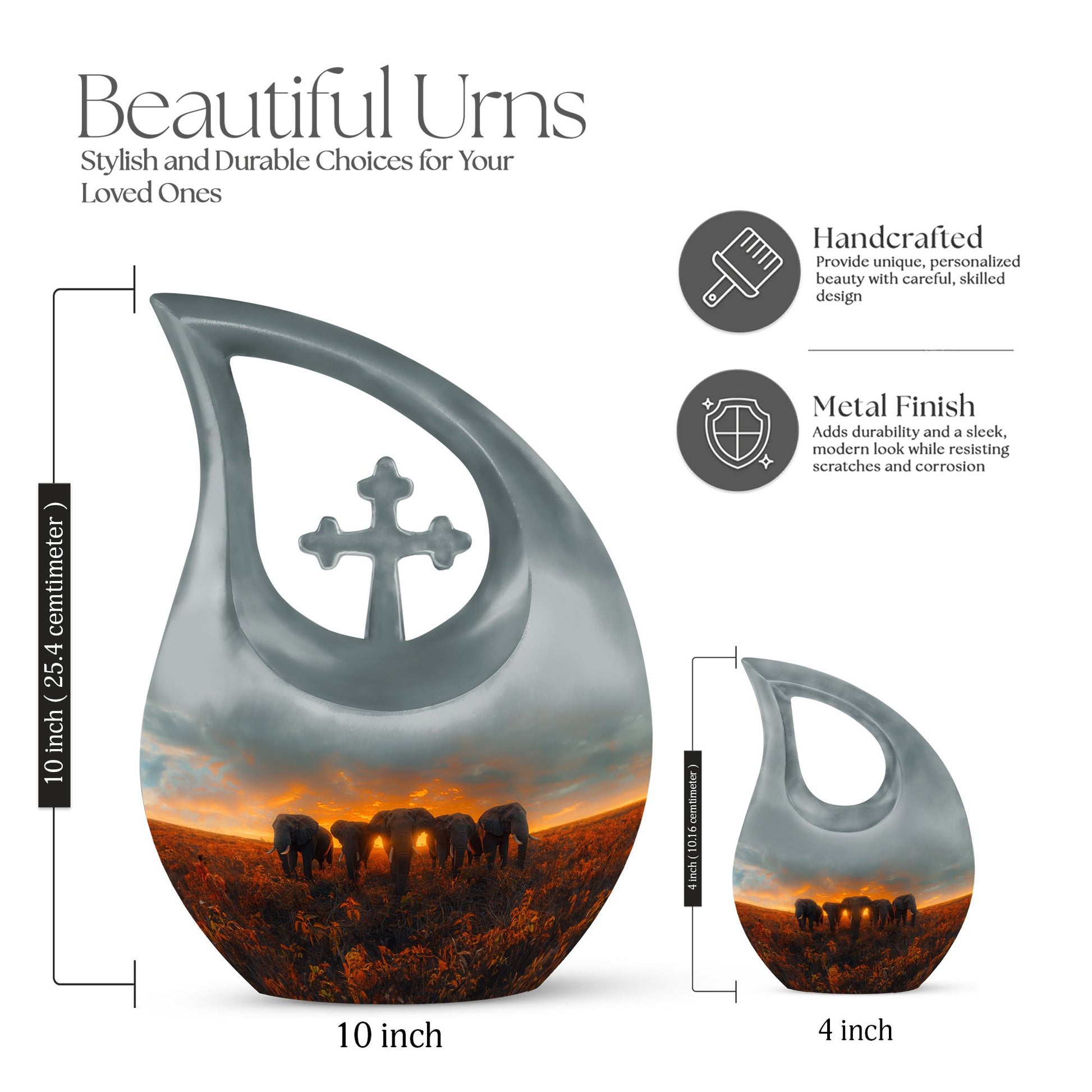 10-inch Elephant Family Urn