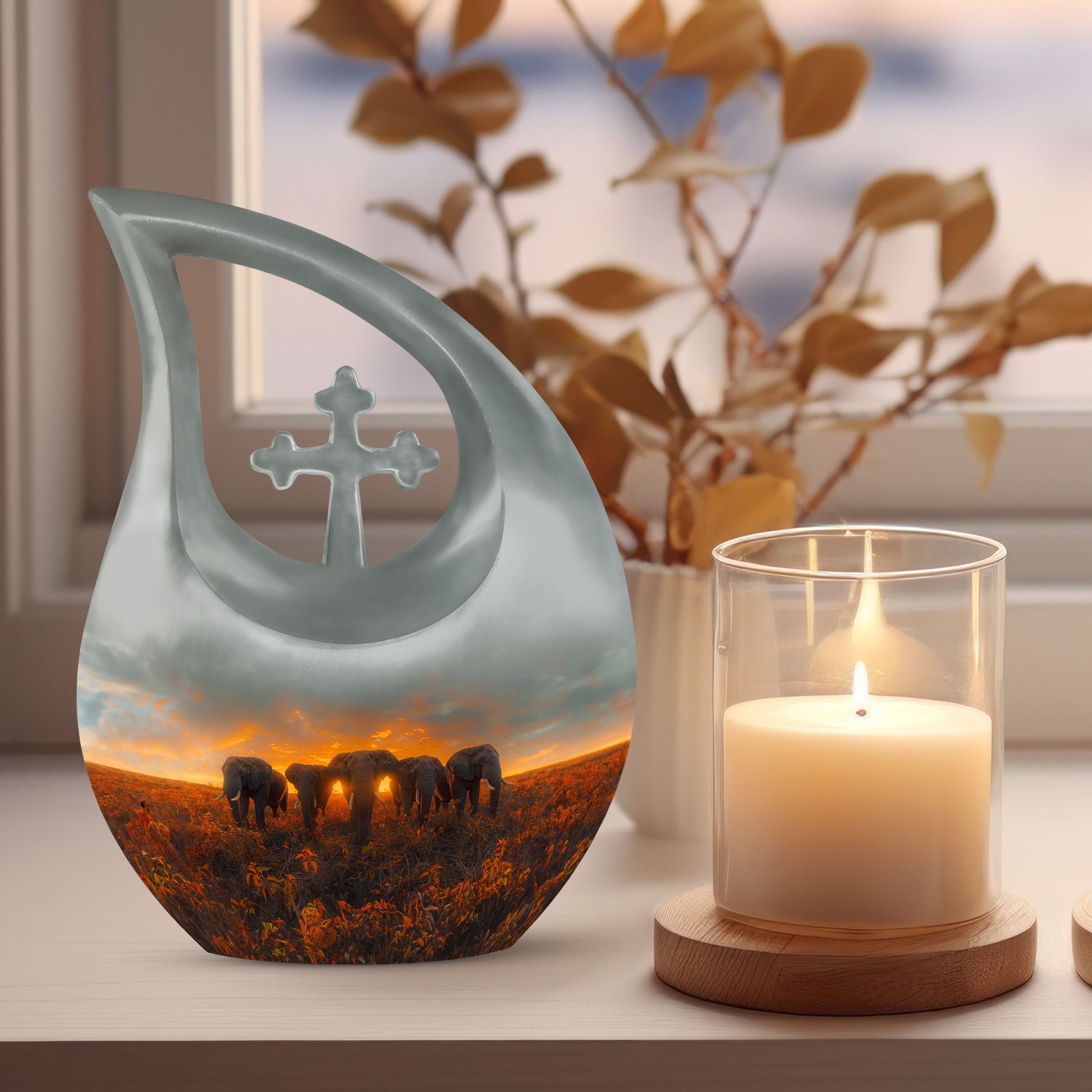 10-inch Elephant Family Urn