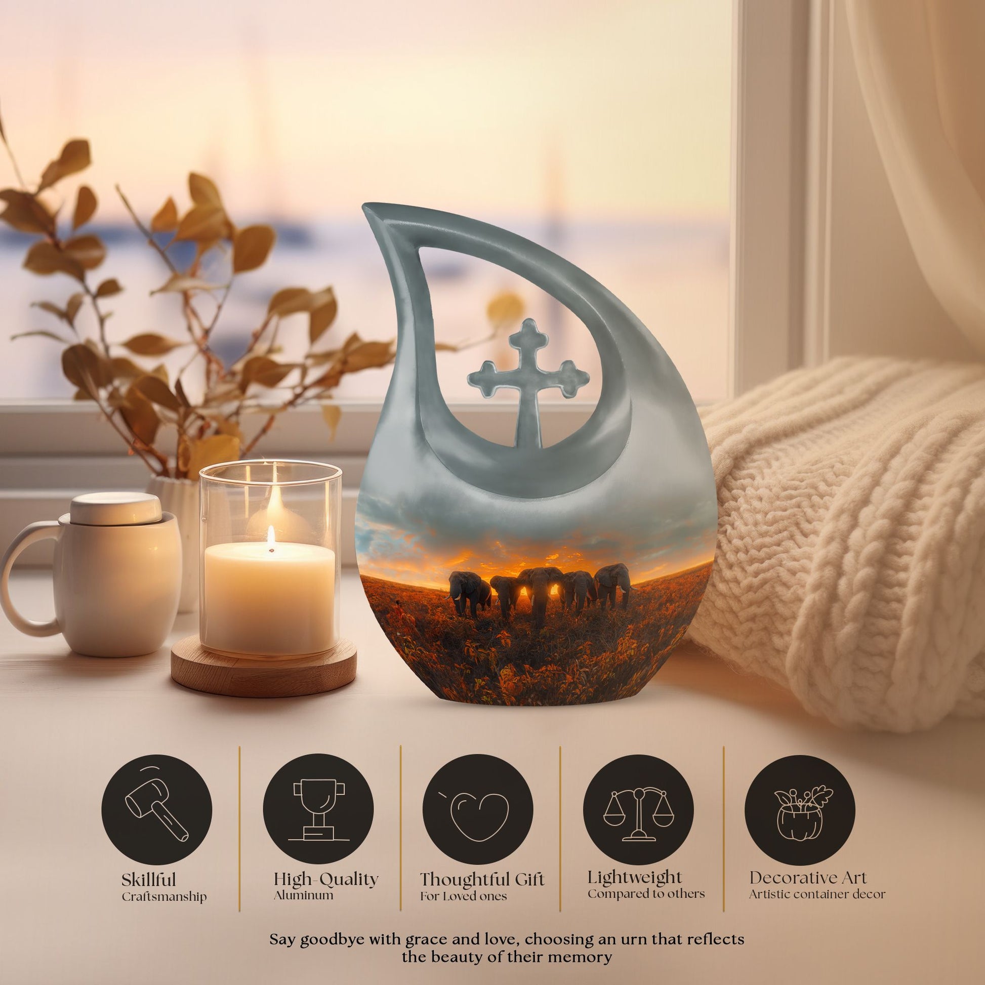 10-inch Elephant Family Urn