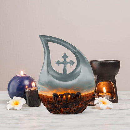 10-inch Elephant Family Urn