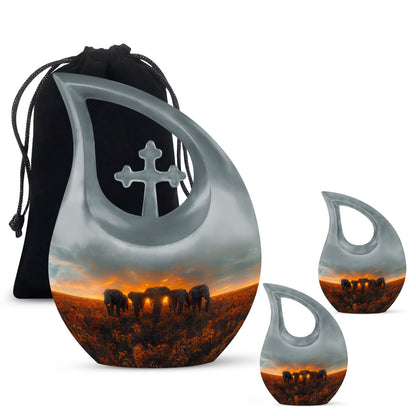 Personalized Elephant Cremation Urn for Human Ashes - 10-inch, 200 cu in - Yatskia