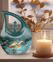 10 inch Gold Fish Cross Drop Urn for ashes