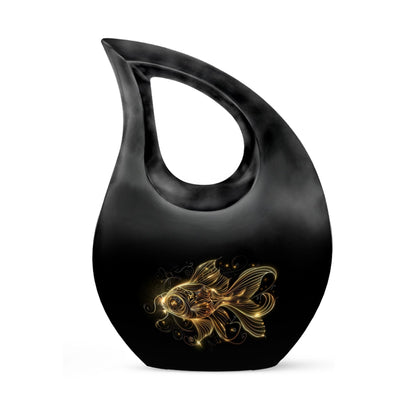 10-inch gold fish cross drop memorial urn