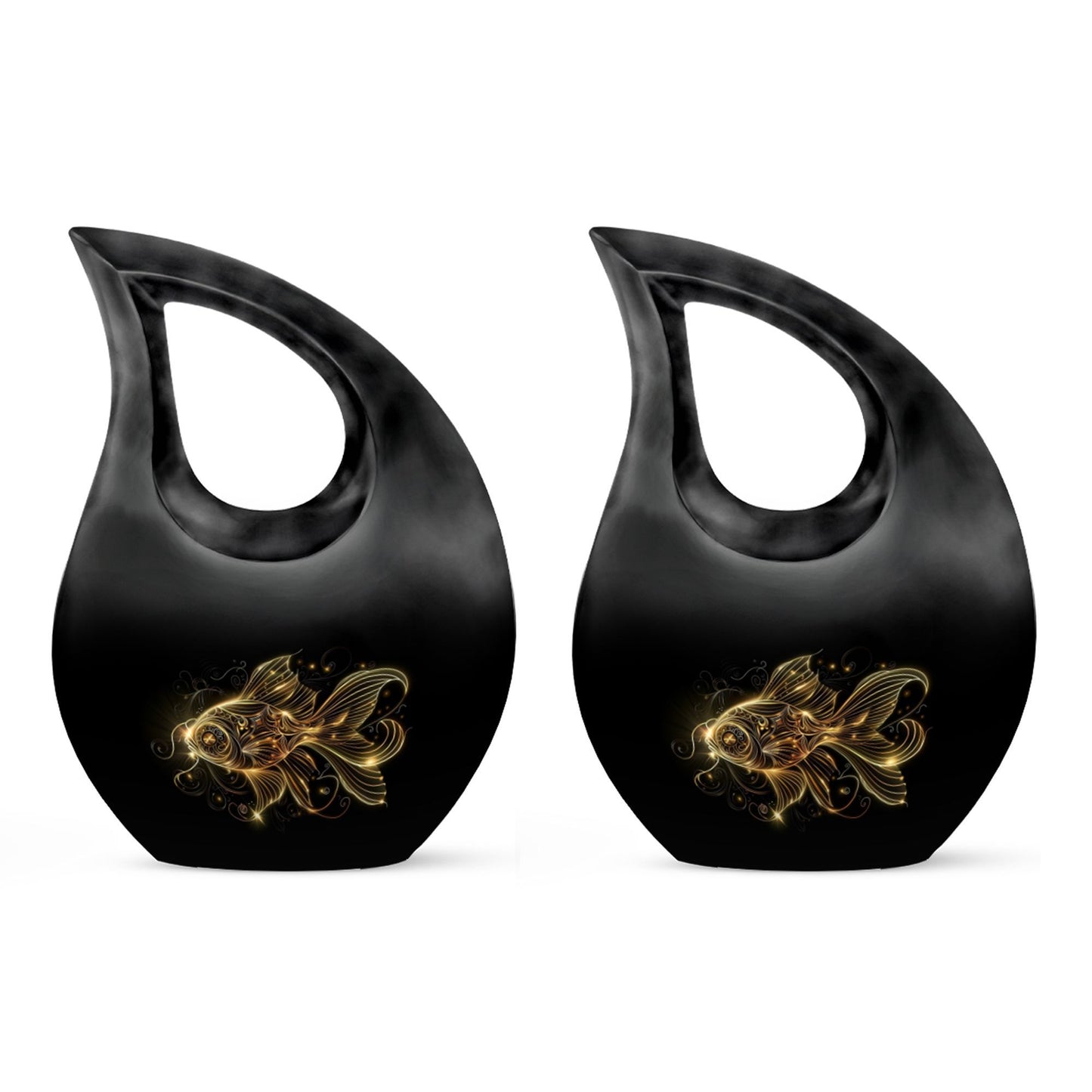 10-inch gold fish cross drop memorial urn