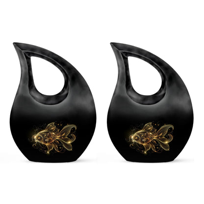 10-inch gold fish cross drop memorial urn