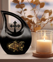 10-inch gold fish cross drop memorial urn