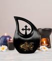 10-inch gold fish cross drop memorial urn