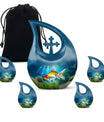 Gold Fish Design Cross Drop Funeral Urn