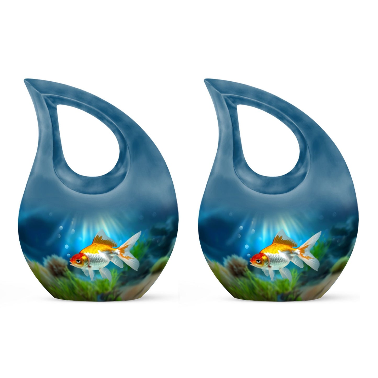 Gold Fish Design Cross Drop Funeral Urn