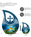 Gold Fish Design Cross Drop Funeral Urn