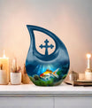 Gold Fish Design Cross Drop Funeral Urn
