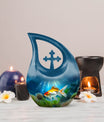 Gold Fish Design Cross Drop Funeral Urn