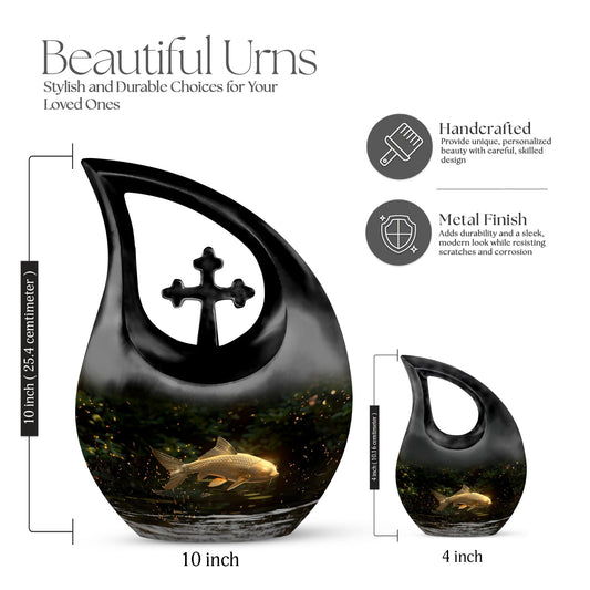 10-inch Gold Fish Urn