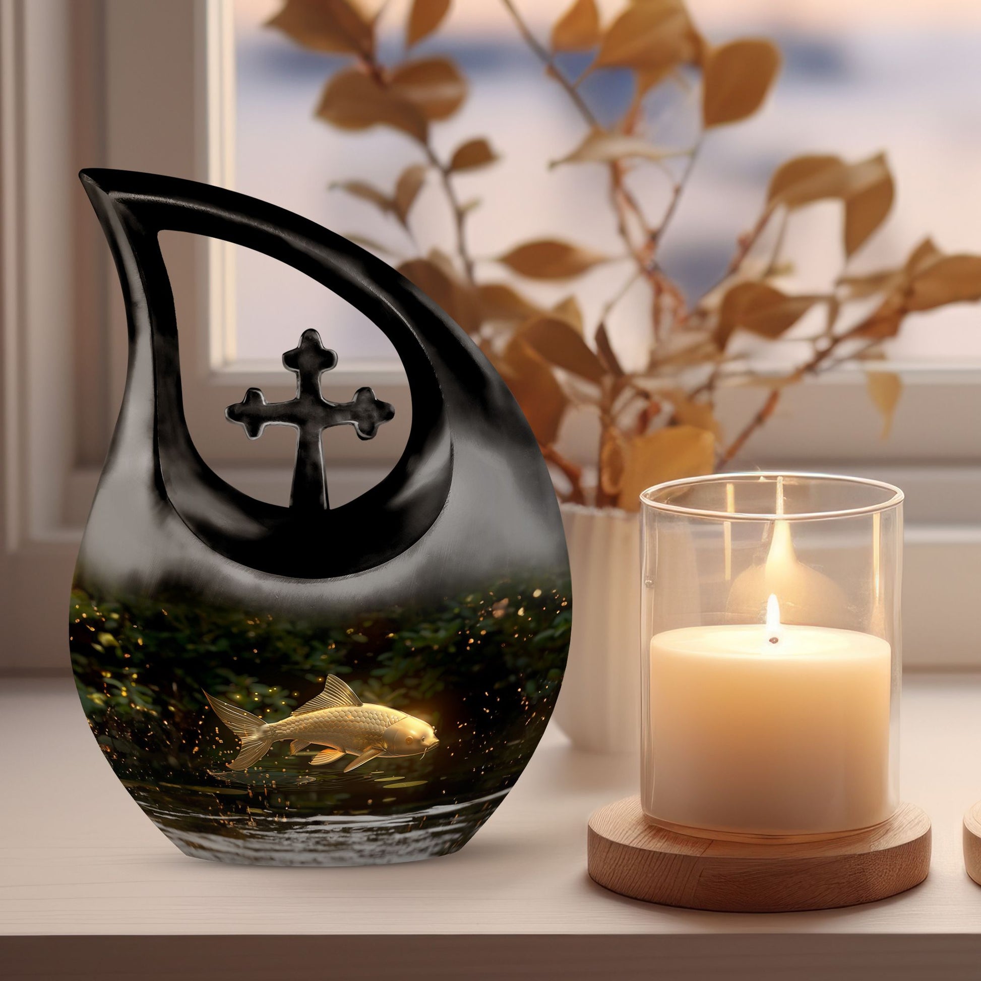 10-inch Gold Fish Urn