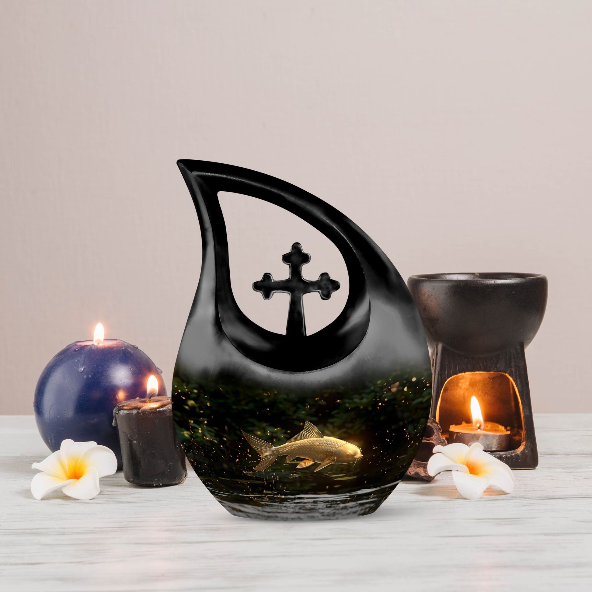 10-inch Gold Fish Urn