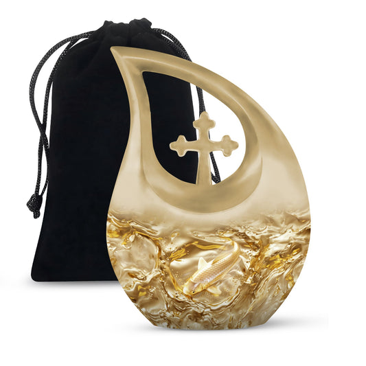 10-Inch Gold Fish Mini Urn
