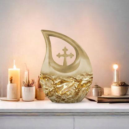 10-Inch Gold Fish Mini Urn