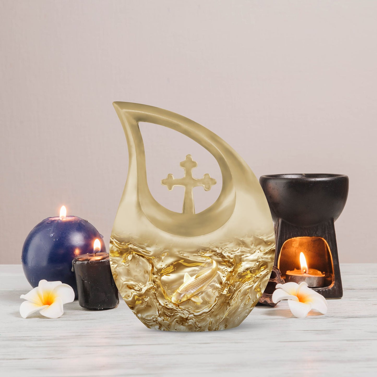 10-Inch Gold Fish Mini Urn