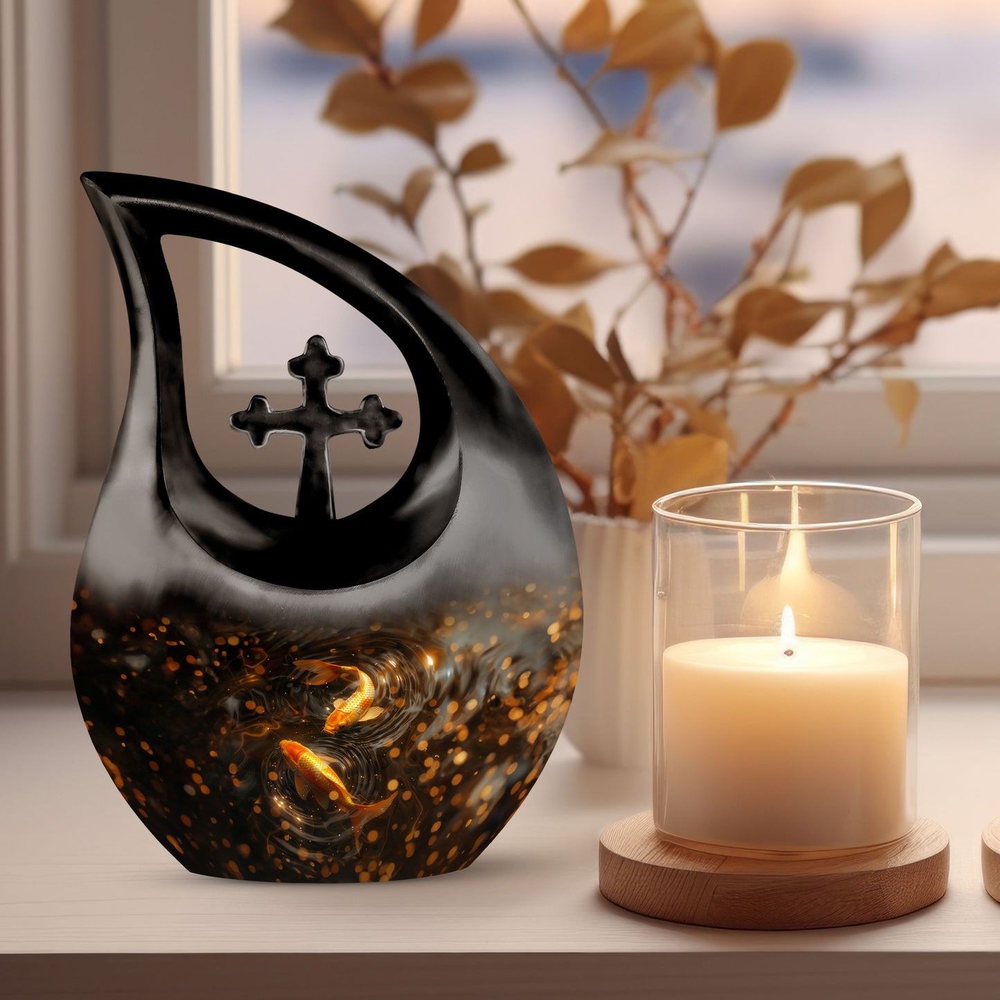 10-inch Gold Fish Urn