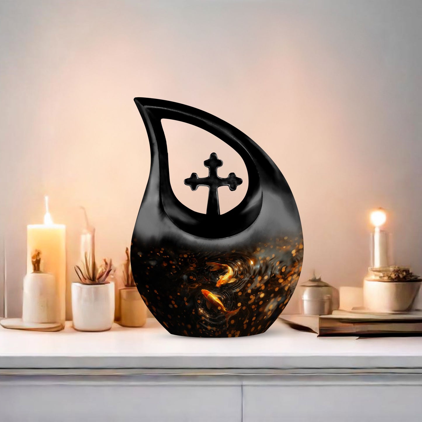 10-inch Gold Fish Urn