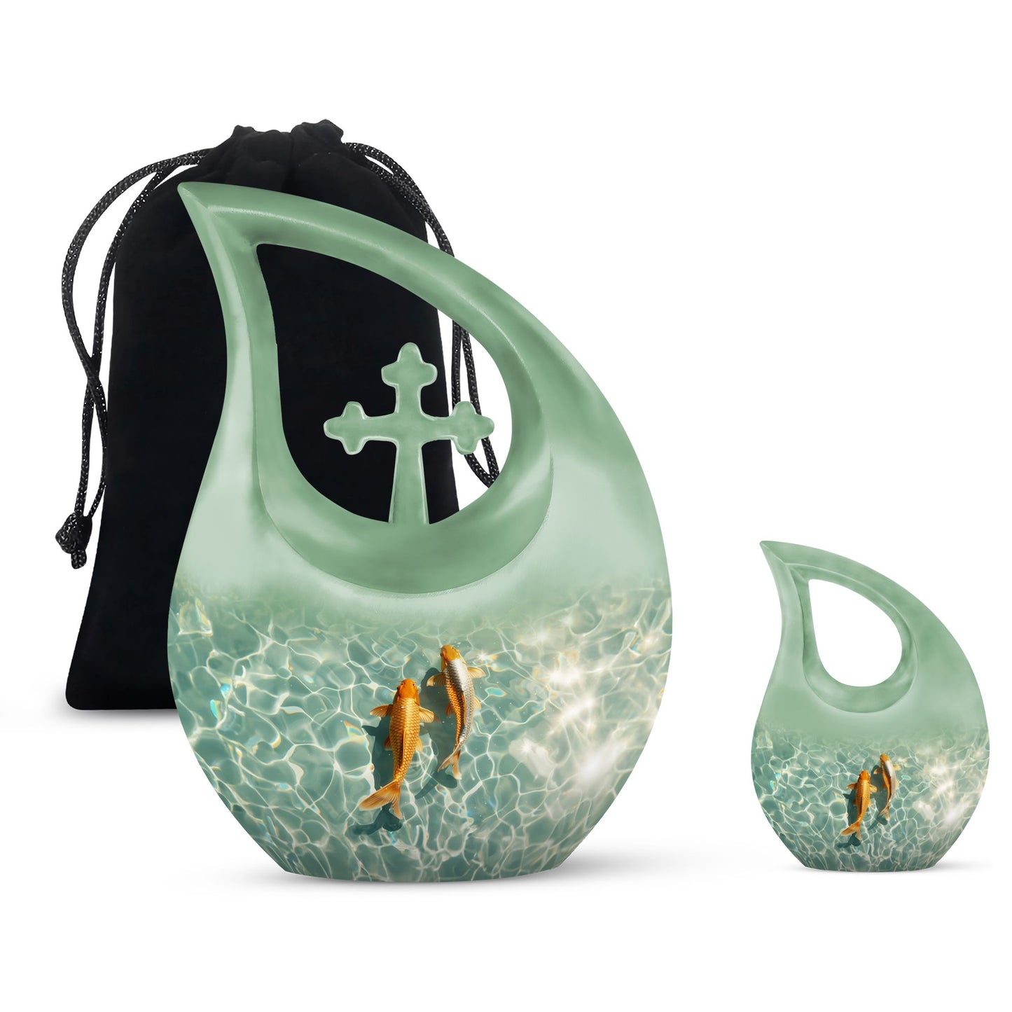 Gold Personalized Fish Memorial Urn for Pet Ashes - 10-inch, 200 cu in - Yatskia