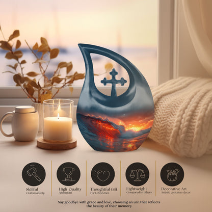 Ocean Waves Cross Drop Urn