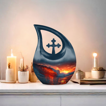 Ocean Waves Cross Drop Urn